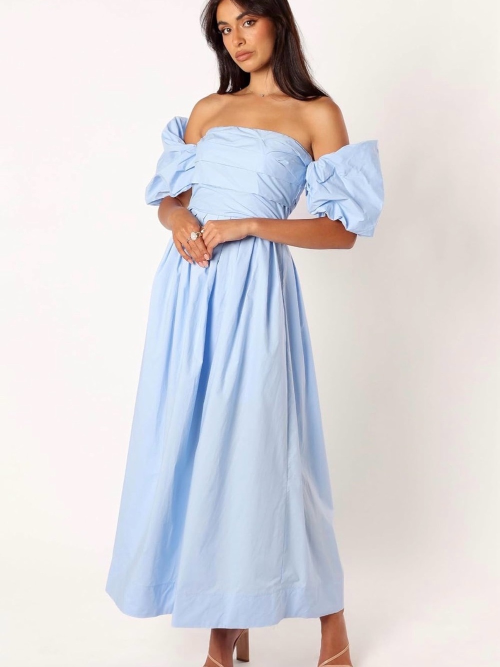Petal & Pup solana Powder Blue Puff Sleeve Maxi Dress
